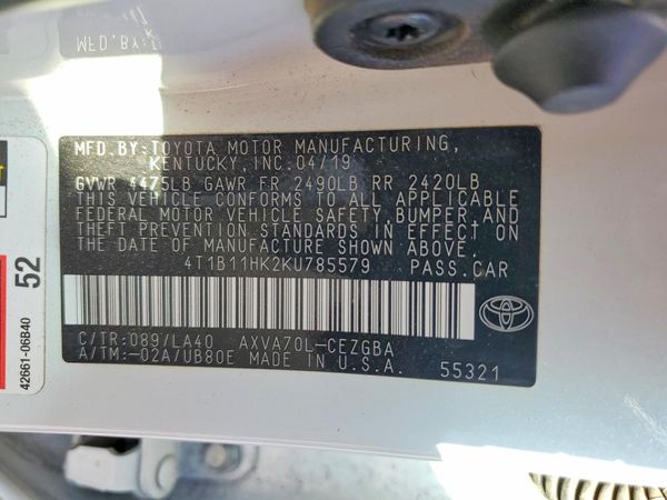 2019 TOYOTA CAMRY L/LE/SE/XLE