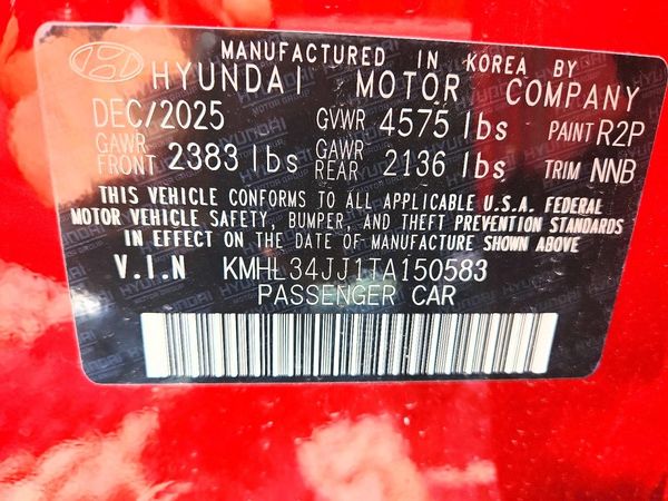 2026 HYUNDAI SONATA HYBRID SEL — VINS
