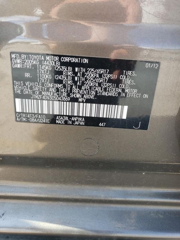 2012 TOYOTA RAV4 Standard