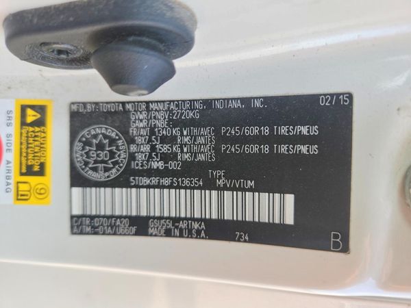 2015 TOYOTA HIGHLANDER Base/Hybrid