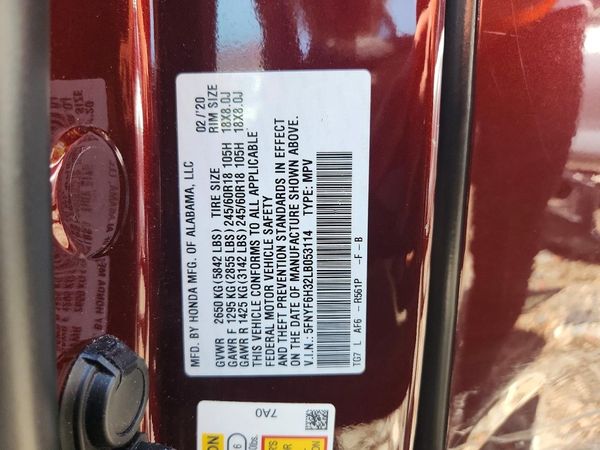 2020 HONDA PILOT EX
