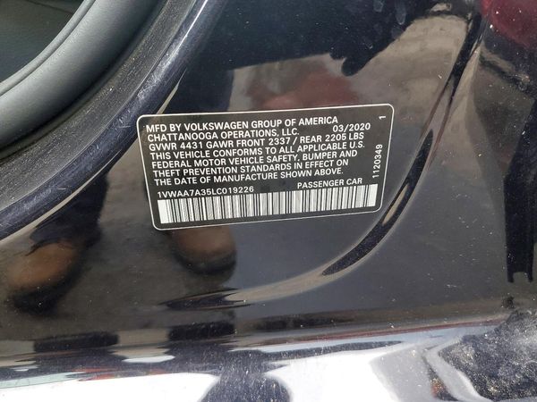 2020 VOLKSWAGEN PASSAT S