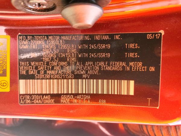 2017 TOYOTA HIGHLANDER Ltd/Ltd Platinum