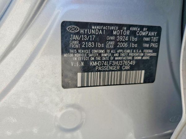 2017 HYUNDAI ELANTRA SE Base — VINS