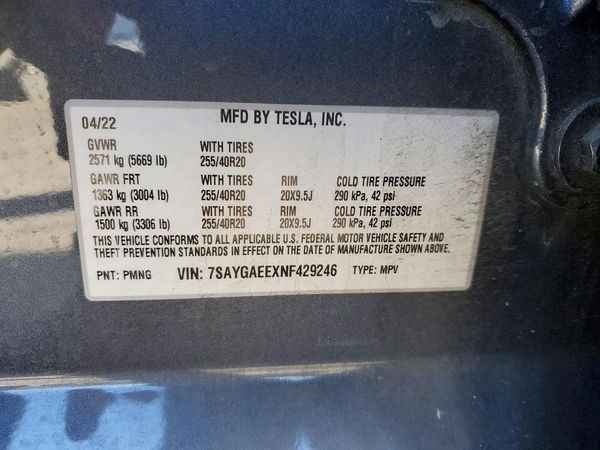 2022 TESLA MODEL Y