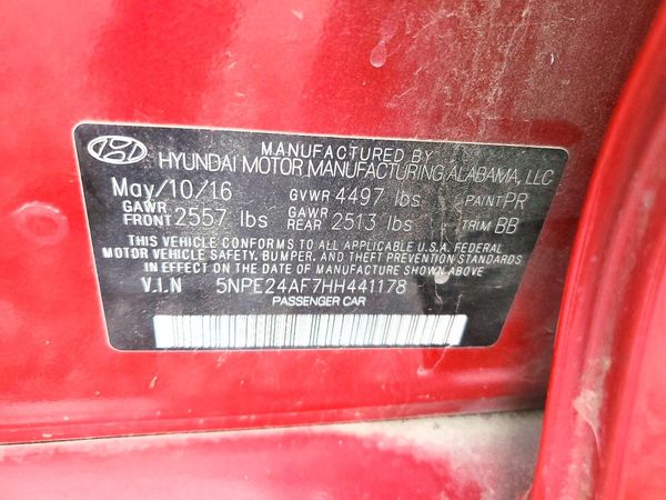 2017 HYUNDAI SONATA SE, Eco