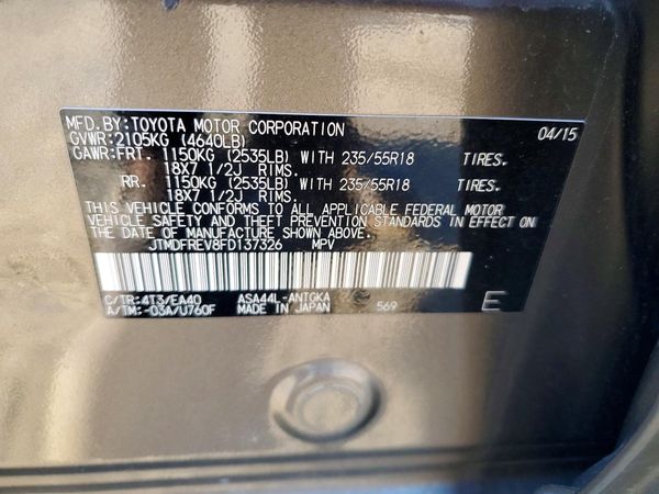 2015 TOYOTA RAV4 Limited (G Grade)