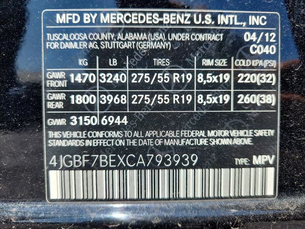 2012 MERCEDES-BENZ GL GL450 4-MATIC