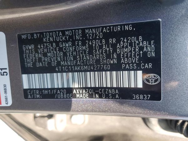 2021 TOYOTA CAMRY