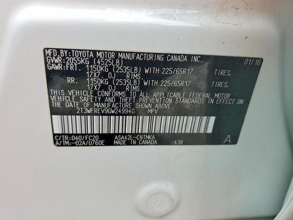 2016 TOYOTA RAV4 XLE (M Grade)