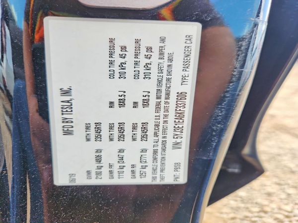 2019 TESLA MODEL 3