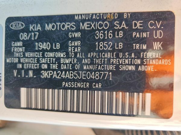 2018 KIA RIO LX, S
