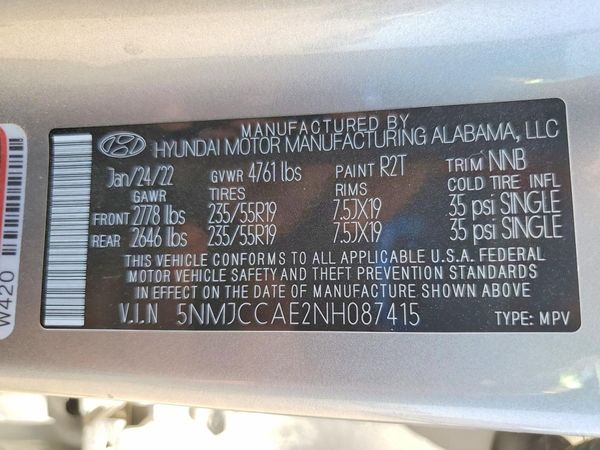 2022 HYUNDAI TUCSON SEL Premium Pkg