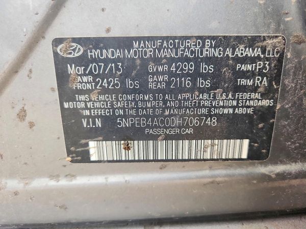 2013 HYUNDAI SONATA GLS/ GLS Popular — VINS