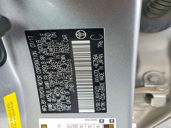 2018 TOYOTA CAMRY LE/SE/XLE/XSE — VINS