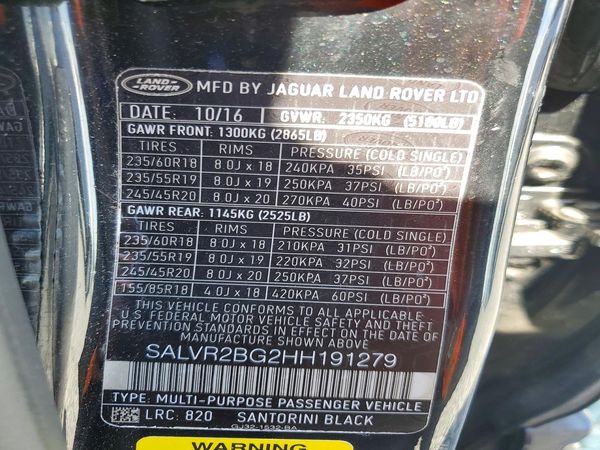 2017 LAND ROVER RANGE ROVER EVOQUE HSE