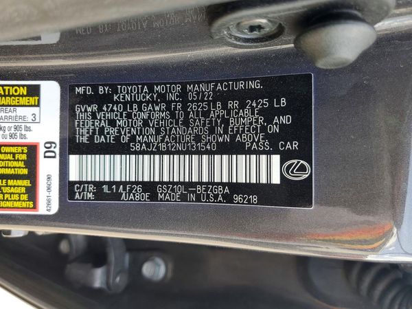 2022 LEXUS ES 350 F Sport Handling