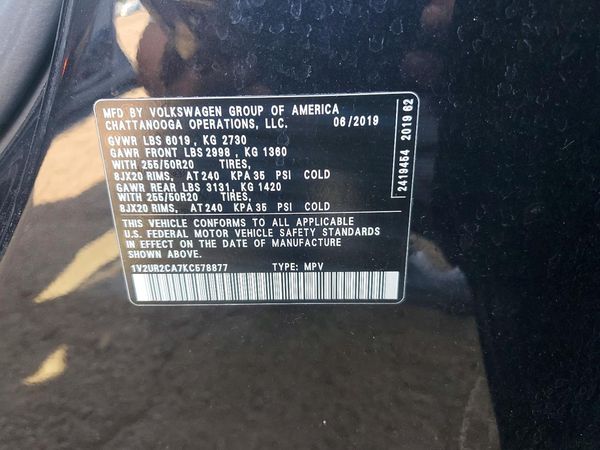 2019 VOLKSWAGEN ATLAS 4Motion SE