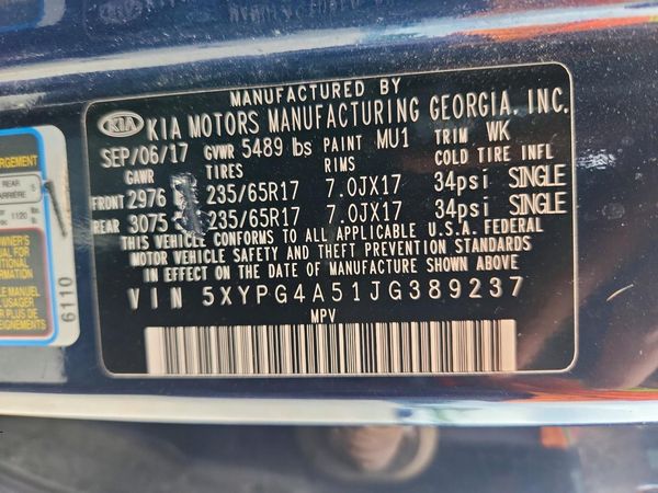 2018 KIA SORENTO L, LX