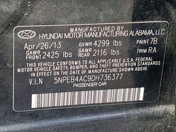 2013 HYUNDAI SONATA GLS/ GLS Popular — VINS