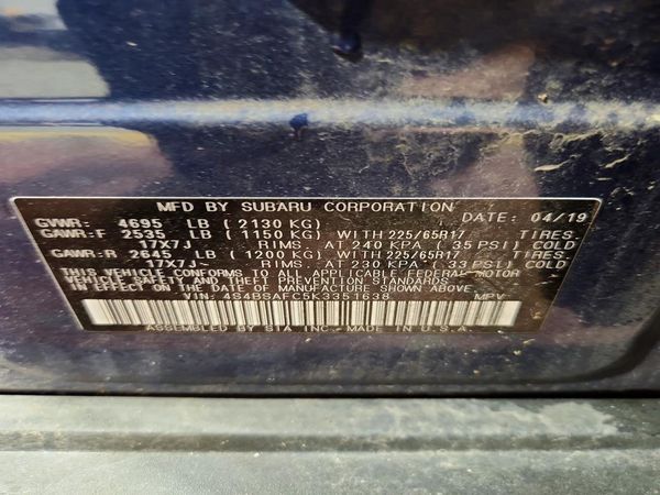 2019 SUBARU OUTBACK