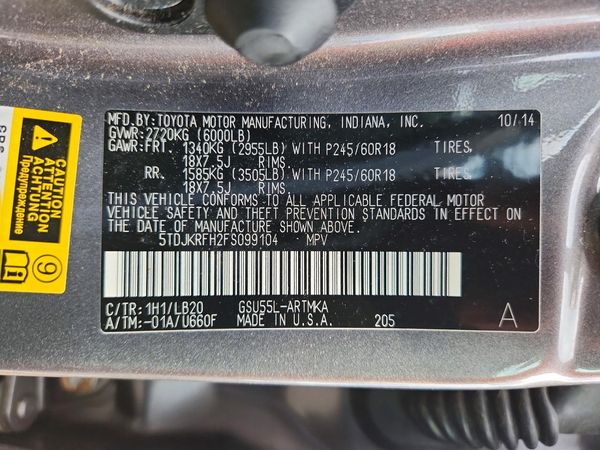 2015 TOYOTA HIGHLANDER Base/Hybrid