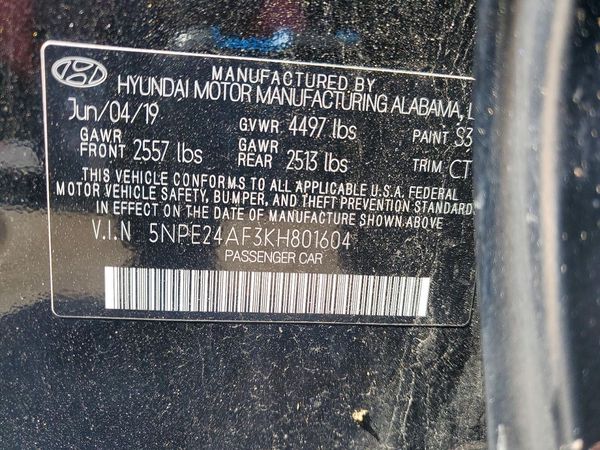 2019 HYUNDAI SONATA