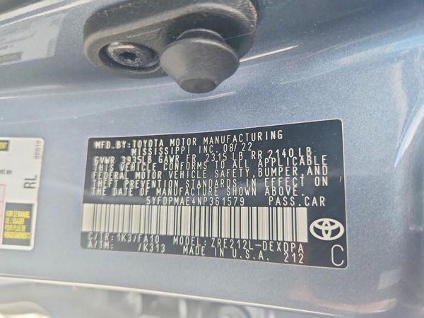 2022 TOYOTA COROLLA