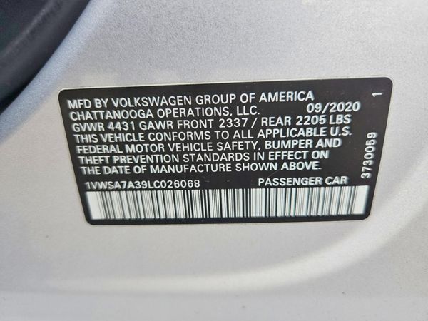 2020 VOLKSWAGEN PASSAT SE