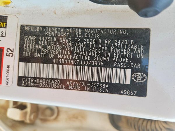 2018 TOYOTA CAMRY L/LE/SE/XLE