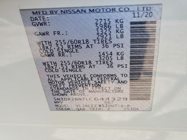 2020 NISSAN PATHFINDER SV