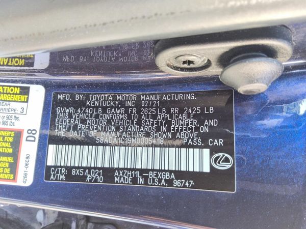 2021 LEXUS ES 300h Premium — VINS