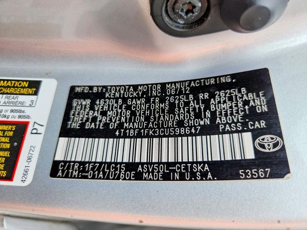 2012 TOYOTA CAMRY