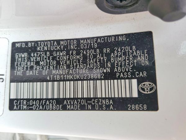2019 TOYOTA CAMRY L/LE/SE/XLE