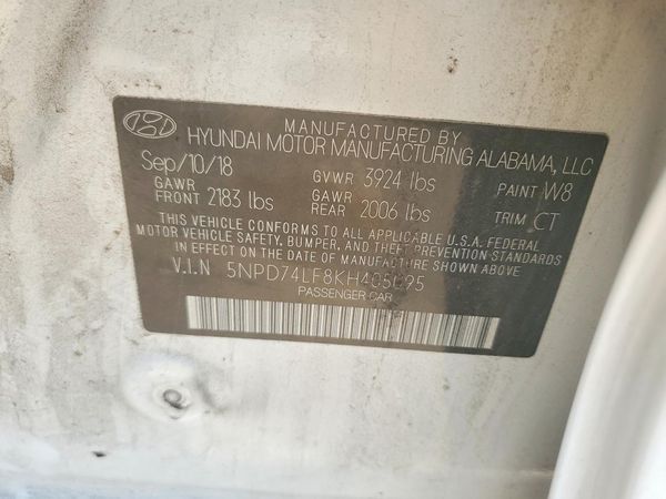 2019 HYUNDAI ELANTRA SE — VINS