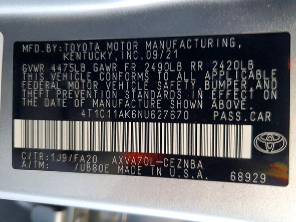 2022 TOYOTA CAMRY LE