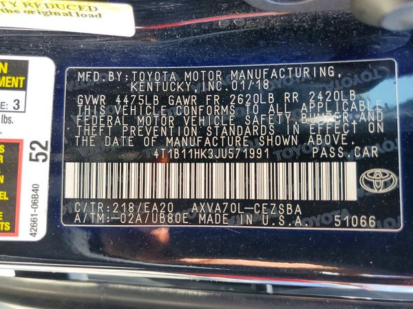 2018 TOYOTA CAMRY L/LE/SE/XLE