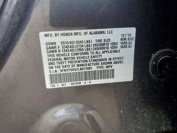 2020 HONDA PILOT EXL