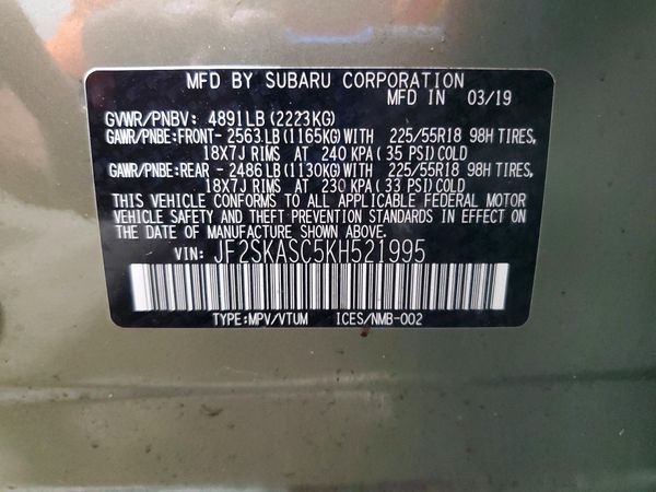 2019 SUBARU FORESTER Ltd Base+ES+SMART