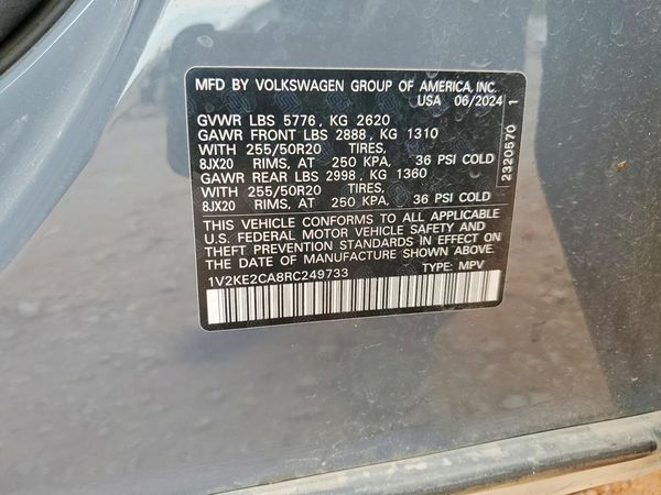 2024 VOLKSWAGEN ATLAS CROSS SPORT — VINS