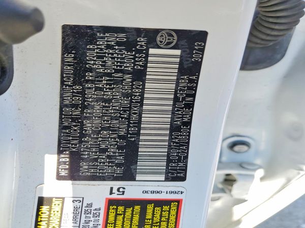 2019 TOYOTA CAMRY L/LE/SE/XLE