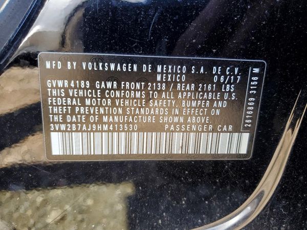 2017 VOLKSWAGEN JETTA S — VINS