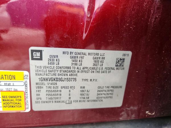 2016 CHEVROLET TRAVERSE