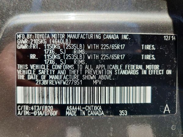 2015 TOYOTA RAV4 LE (X Grade)