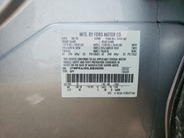 2020 FORD EDGE SEL — VINS