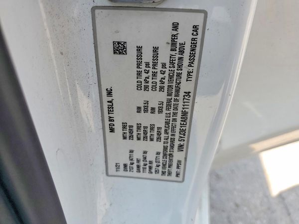 2022 TESLA MODEL 3