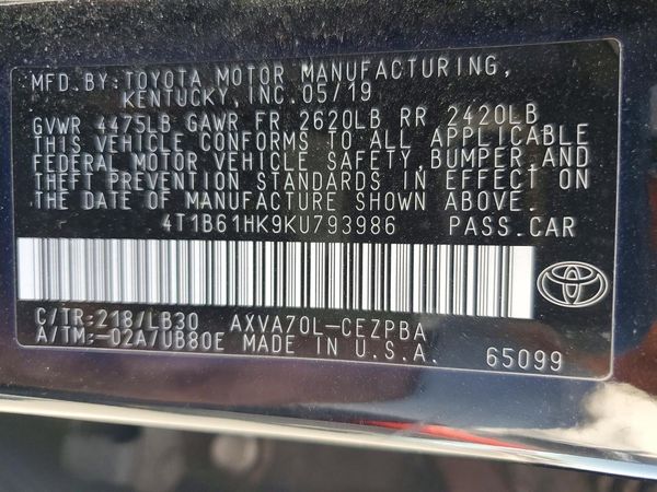 2019 TOYOTA CAMRY XSE