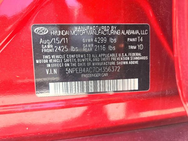 2012 HYUNDAI SONATA Middle-low level
