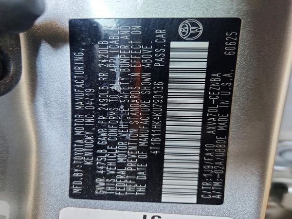 2019 TOYOTA CAMRY L/LE/SE/XLE