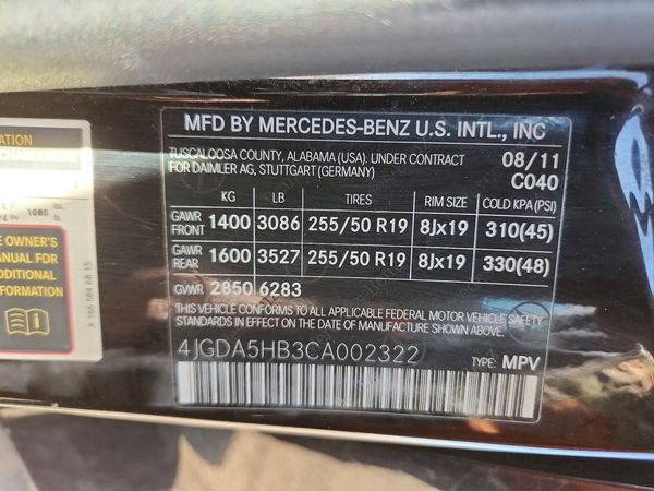 2012 MERCEDES-BENZ ML ML350 4-MATIC